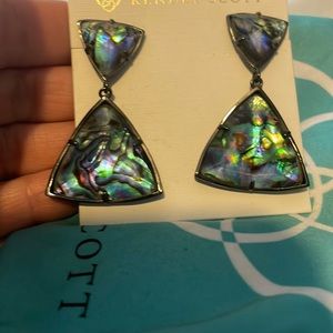 Kendra Scott earrings in abalone.